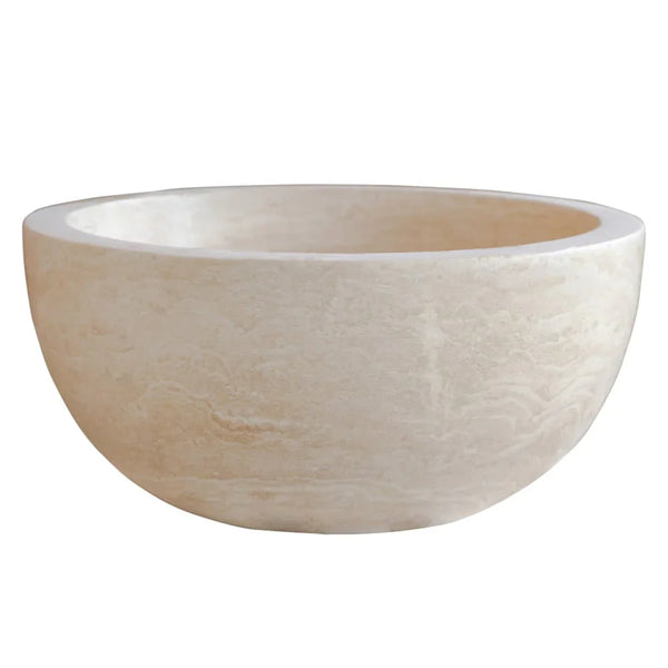 Troia Light Travertine Natural Stone Round Above Vanity Bathroom Sink (D)12.5