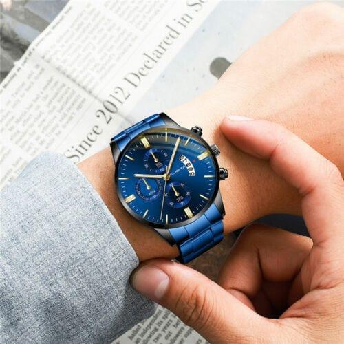Classic Stainless Steel Quartz Men's Waterproof Relojes De Hombre Wristwatch - Gifts for You 'n Me