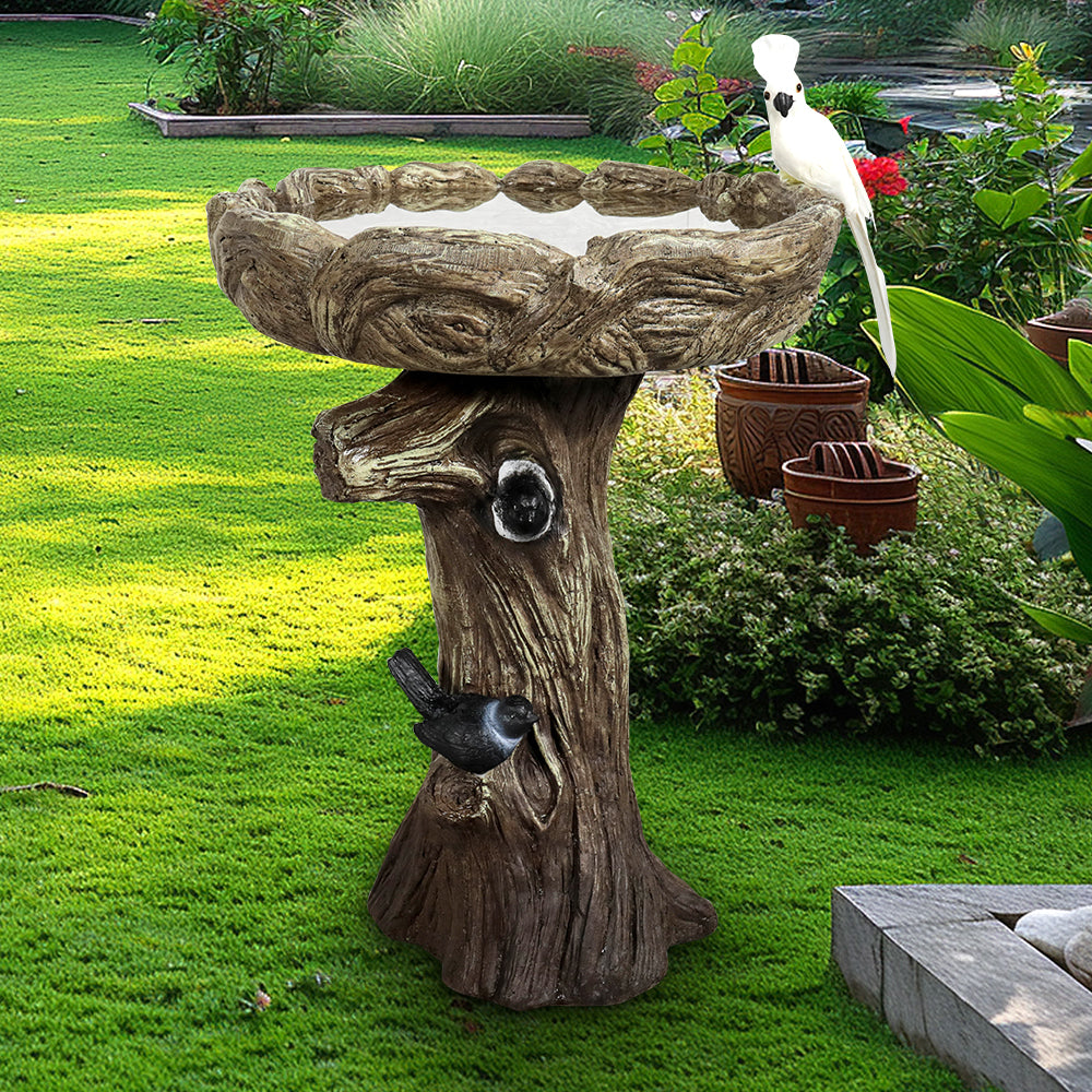 Concrete Tree Stump Bird Bath Log and Knot 23 Inch