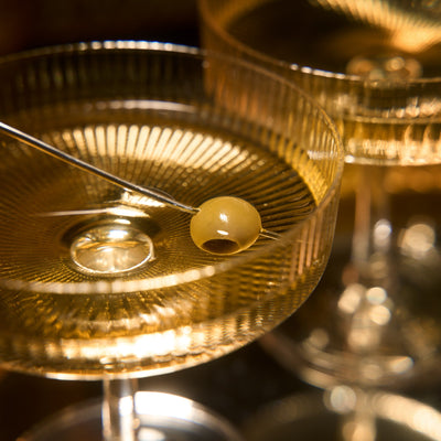 Como Ribbed Champagne Coupe Cocktail Glassware, Set of 12