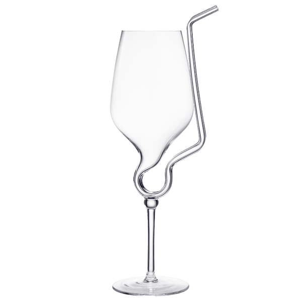 Straw Wine Glass, Spiral Vampire Wine Glass | 16oz | Stemmed Wine Glasses With A Built-In Straw, Creative Cocktail Glassware - Champagne, Gin & Tonic, Juice, Water - Ideal Birthday Cup, Gift, Wedding