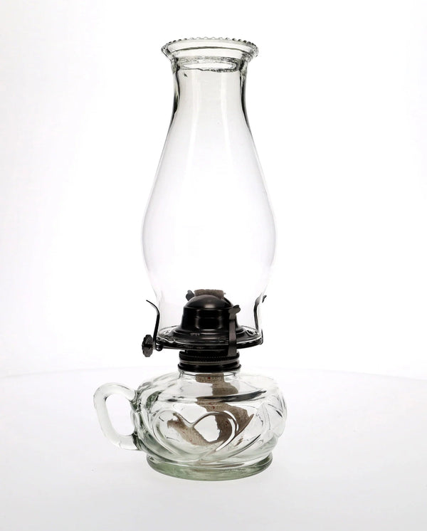 Clear United Hearts Finger Lamp with Antique Brass Hardware