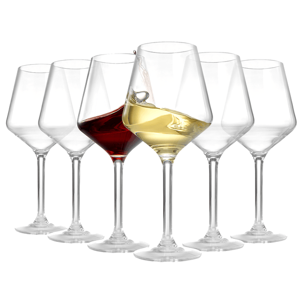 European Style Crystal, Stemmed Wine Glasses, Acrylic Glasses Tritan Drinkware, Unbreakable Muted Color | Set of 6 | Shatterproof BPA-free plastic, Reusable, All Purpose Glassware, Hand Wash Only 15oz