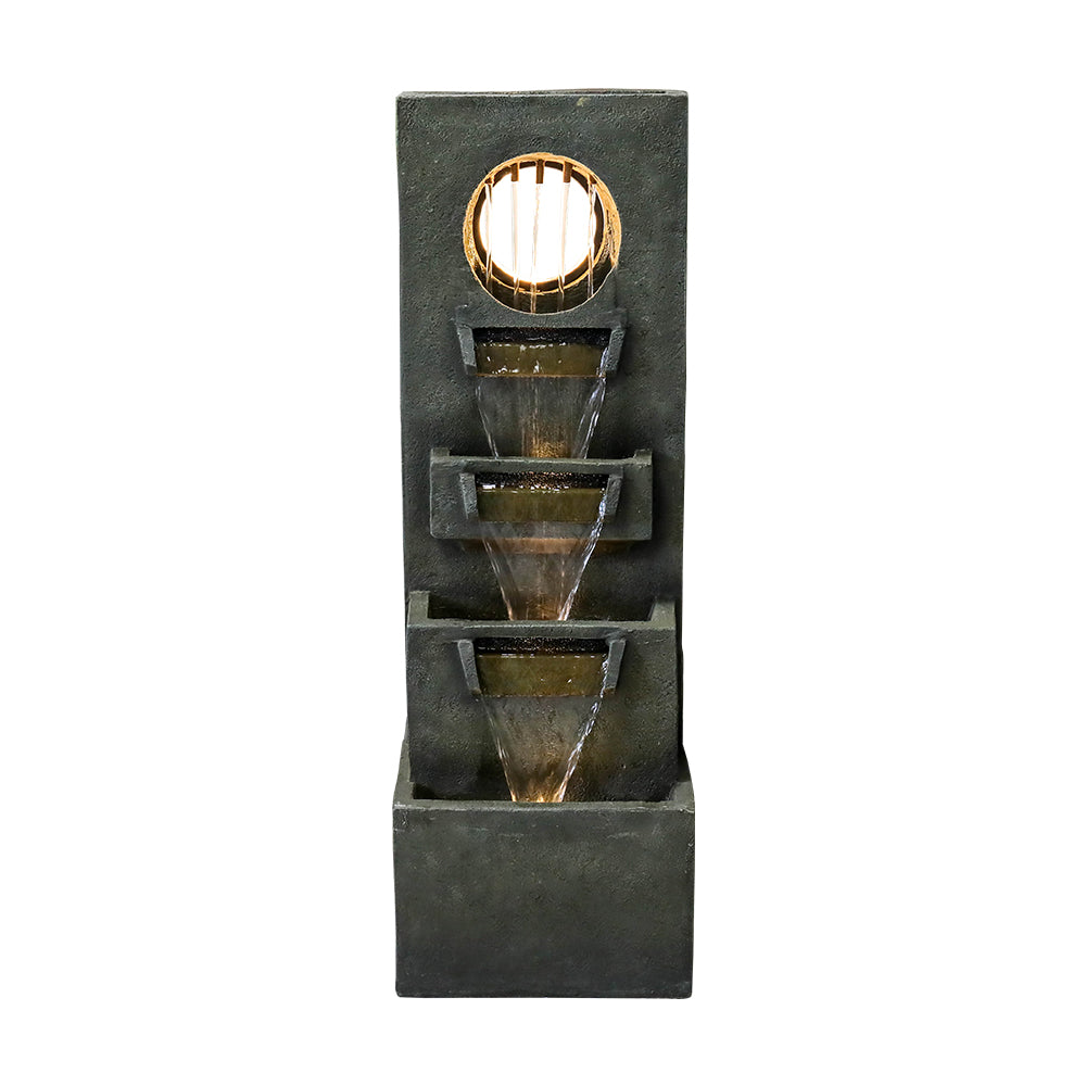 Resin Moon Gate Outdoor Water Fountain 39 Inch Warm LED