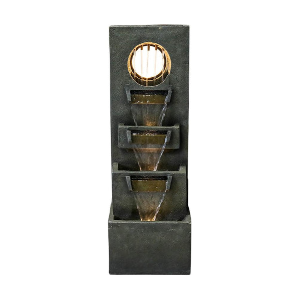 Resin Moon Gate Outdoor Water Fountain 39 Inch Warm LED