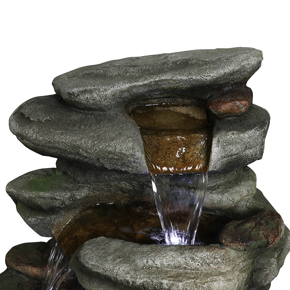 Resin Compact 6 Tier Rockery Outdoor Fountain 30 Inch