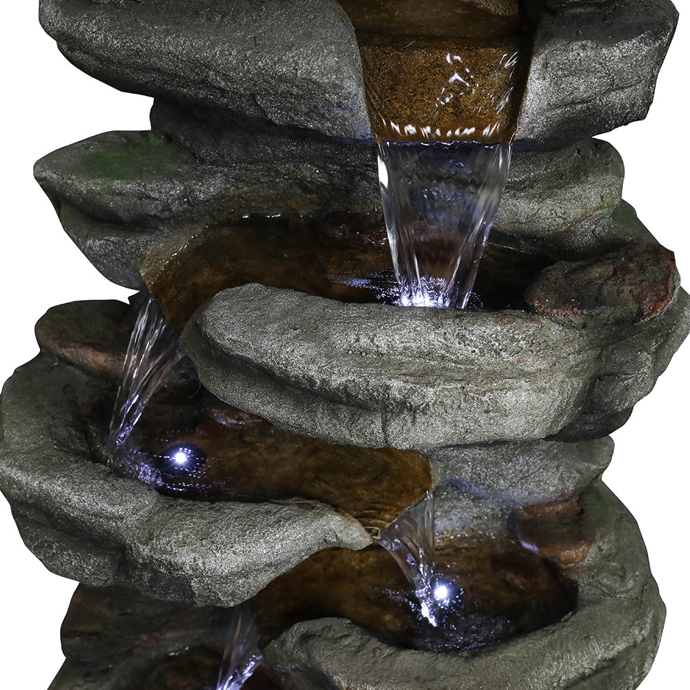 Resin Compact 6 Tier Rockery Outdoor Fountain 30 Inch