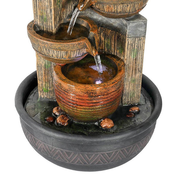 Resin Terracotta 5 Tier Tabletop Fountain 15 Inch LED