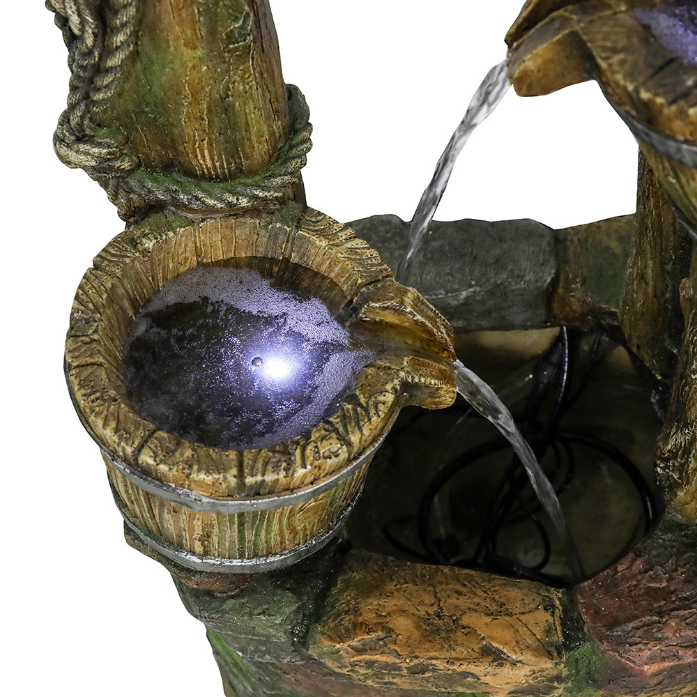 Resin Wishing Well Outdoor Fountain 39 Inch with LED