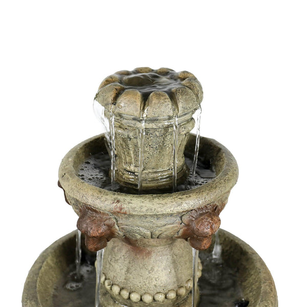 Concrete Lion Head Fountain 3 Tier Outdoor
