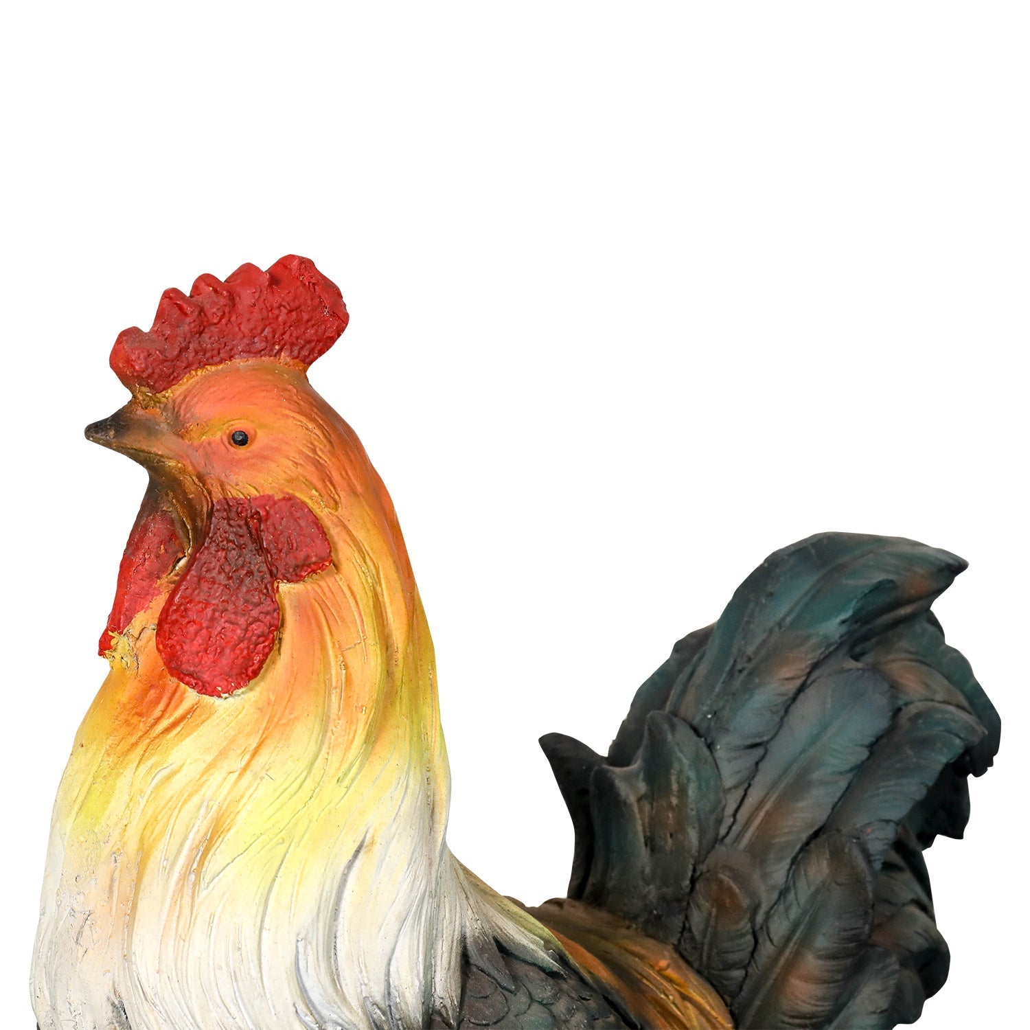 Concrete Rooster Statue Hand Painted Farmhouse 22 In