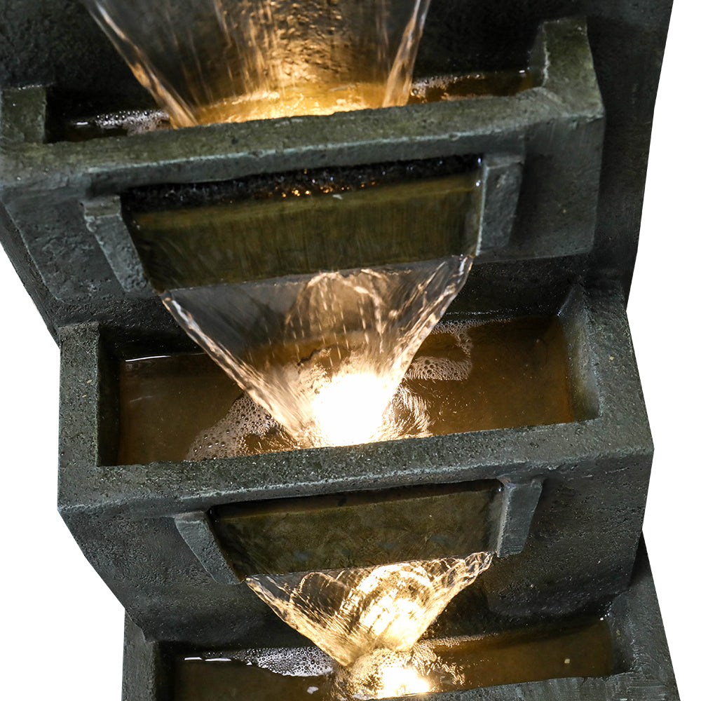 Resin Moon Gate Outdoor Water Fountain 39 Inch Warm LED