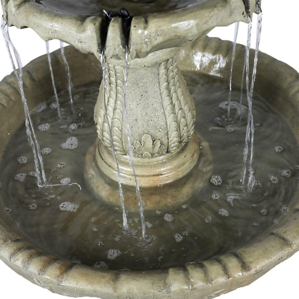 Concrete Water Fountain Pedestal Scalloped 3 Tier