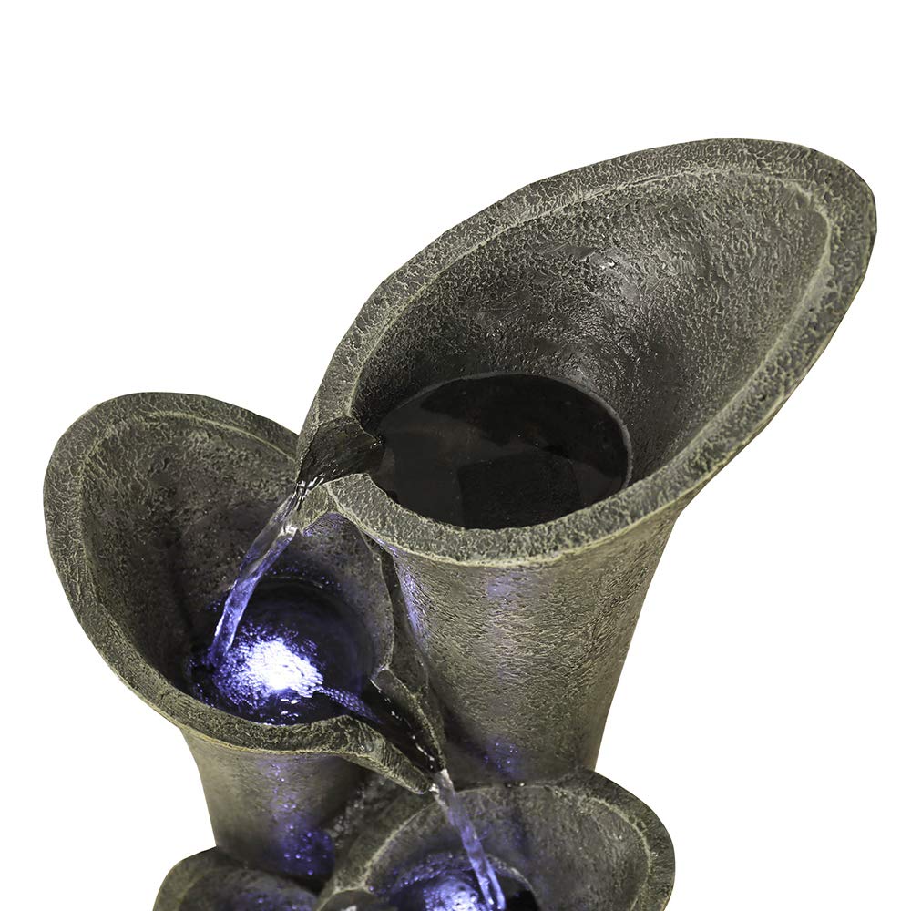 Resin Angled Pillar Outdoor Floor Fountain 39 in 14 lb