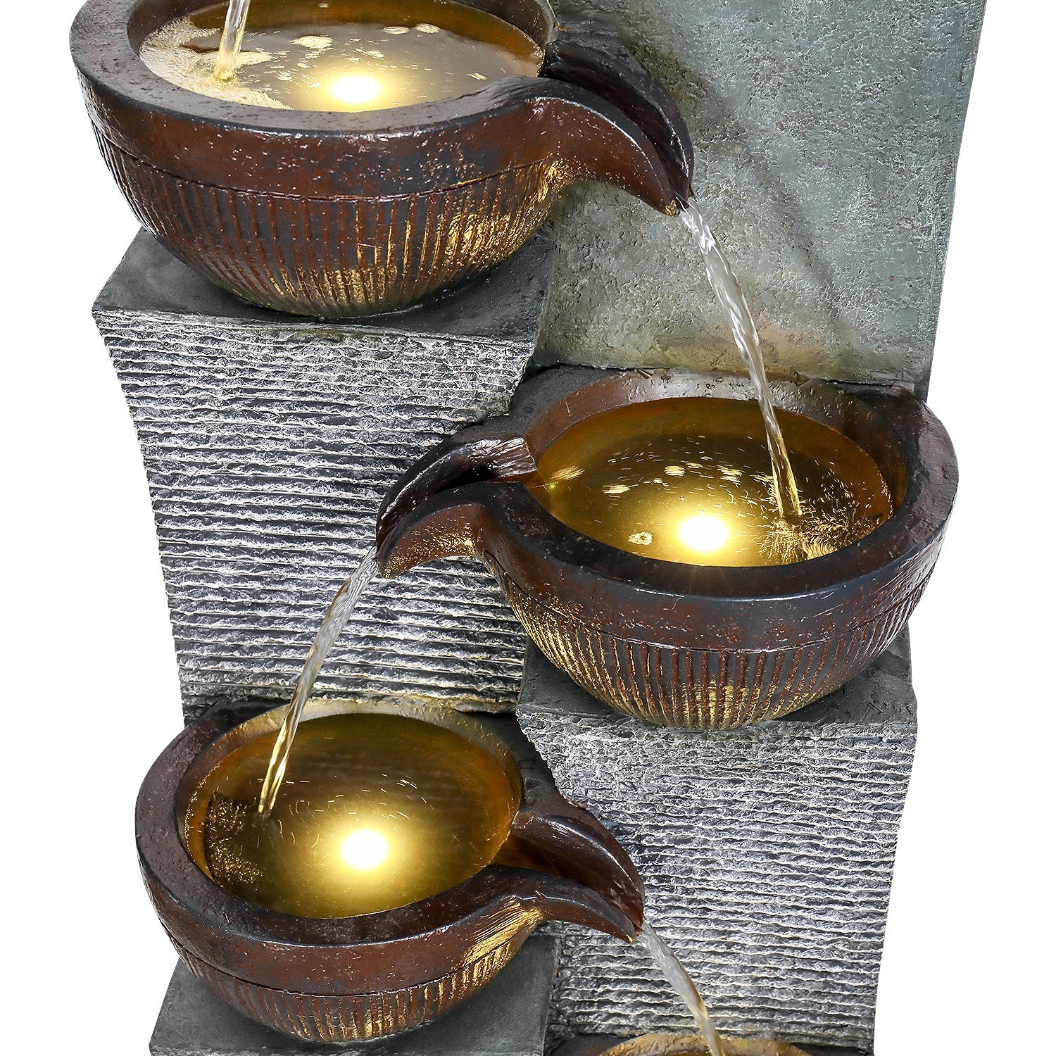 Resin 6 Tier Outdoor Water Fountain Pottery Bowls 53 in