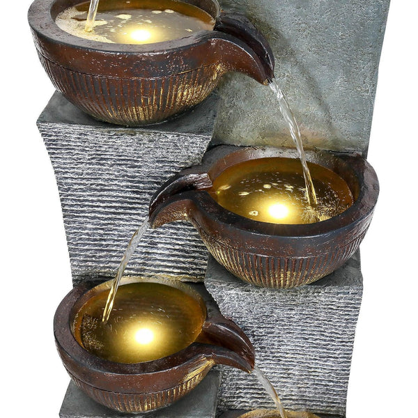 Resin 6 Tier Outdoor Water Fountain Pottery Bowls 53 in