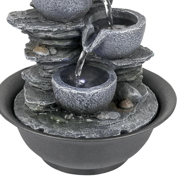 Resin Mini Slate Bowl Tabletop Water Fountain 10 Inch