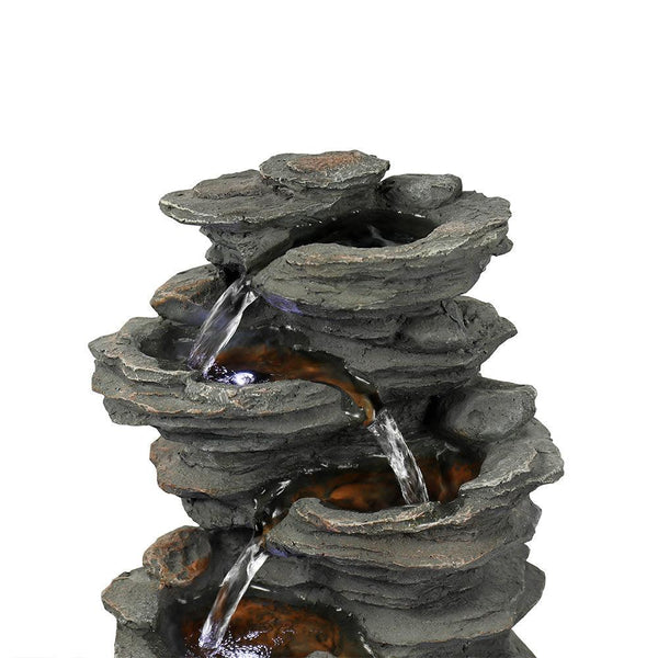 Resin 6 Tier Slate Tabletop Water Fountain 15 Inch LED