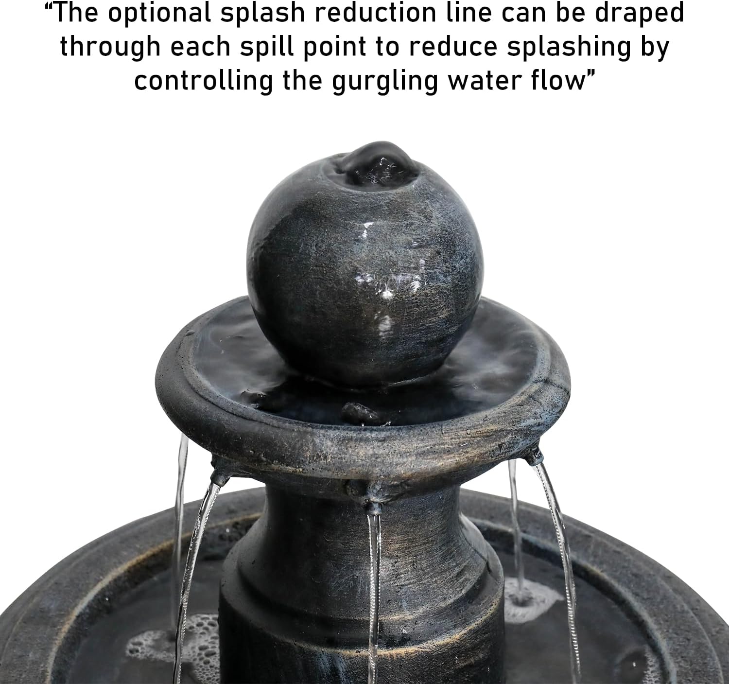 Concrete Antique Black 3 Tier Outdoor Water Fountain