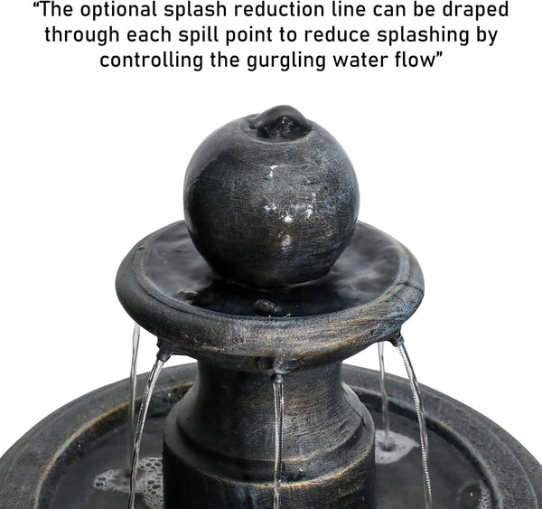 Concrete Antique Black 3 Tier Outdoor Water Fountain