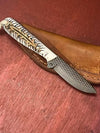 Handmade Buckaroo Belt Knife – 8” Rasp Steel Blade with Epoxy Pine Cone Handle & Western Leather Sheath