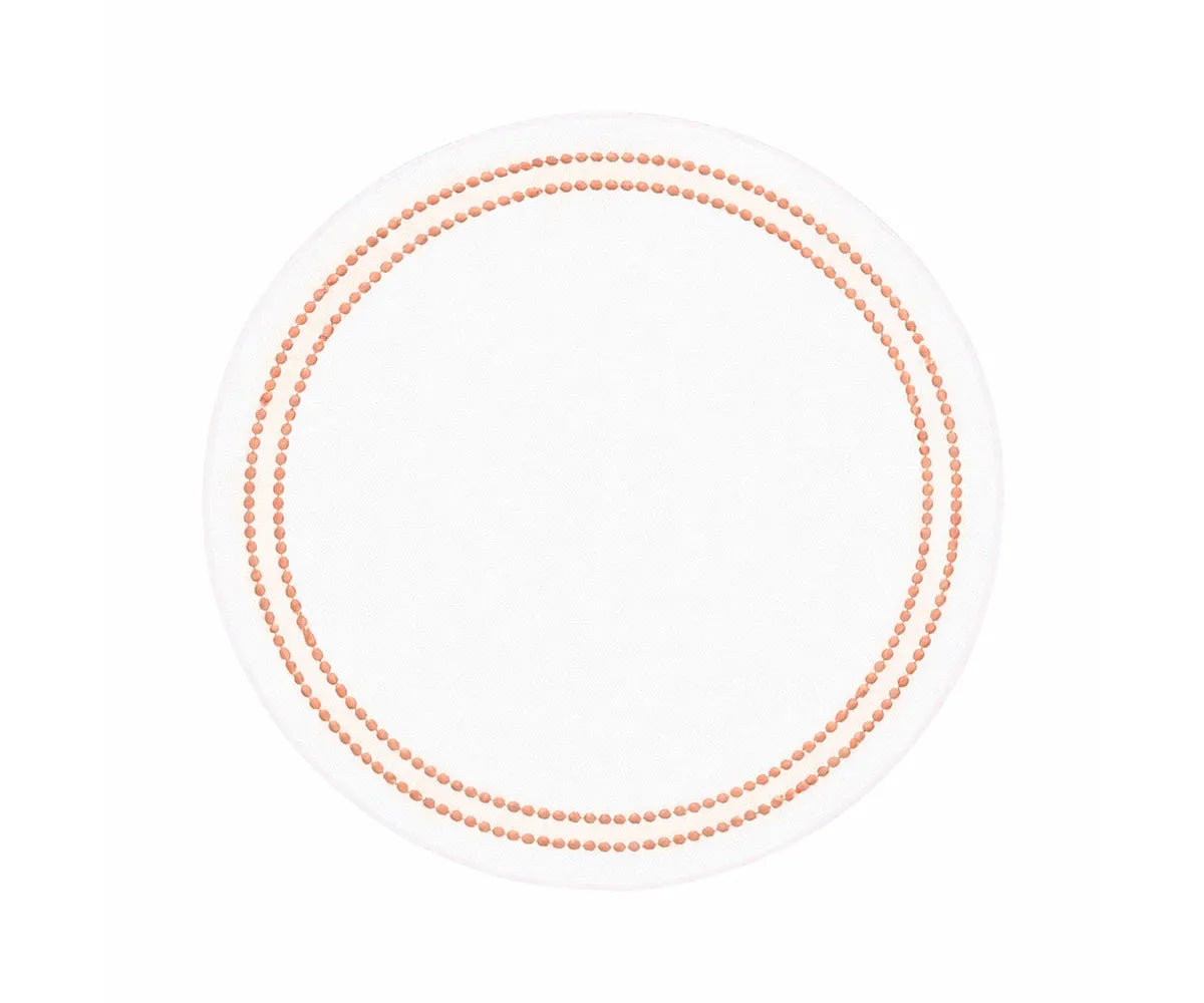 White Round Placemats - Terracotta Embroidery