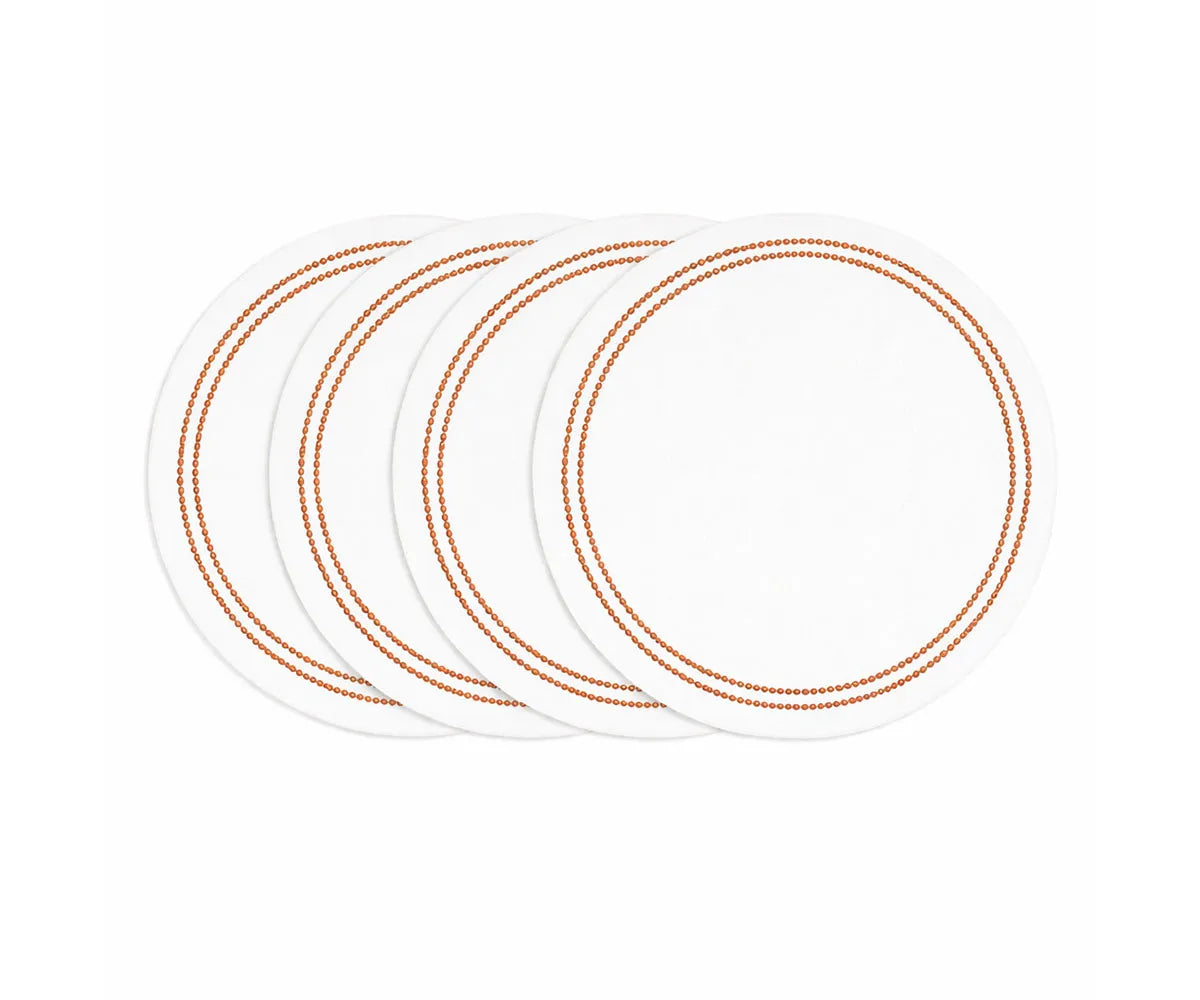 White Round Placemats - Terracotta Embroidery