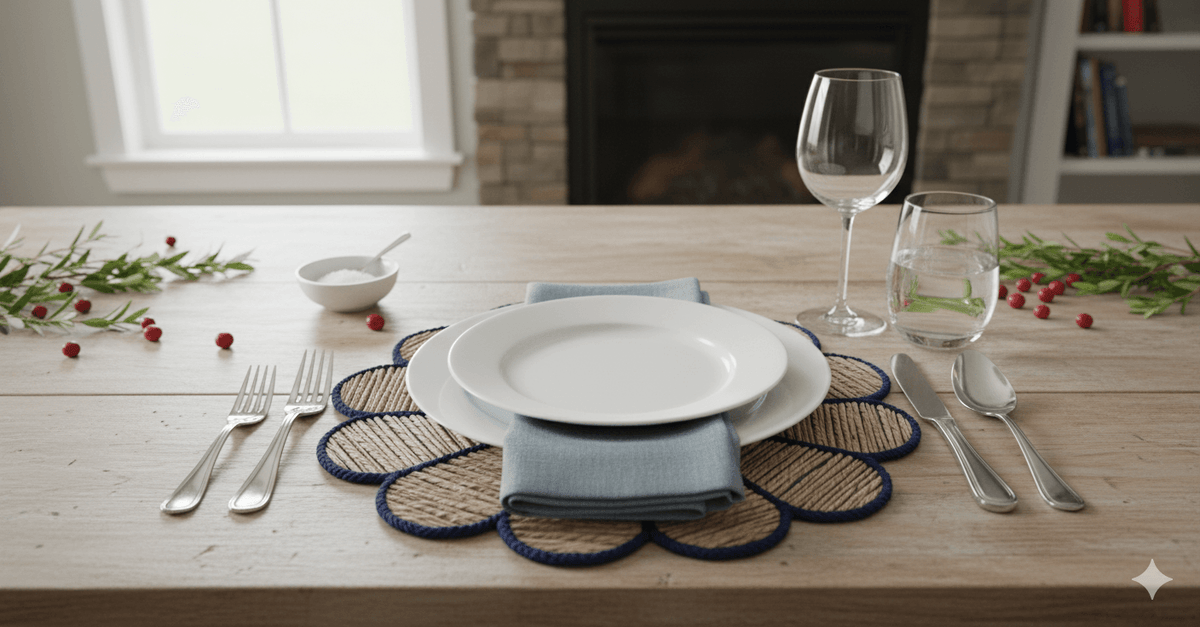 Clover Scalloped Handwoven Iraca Placemat
