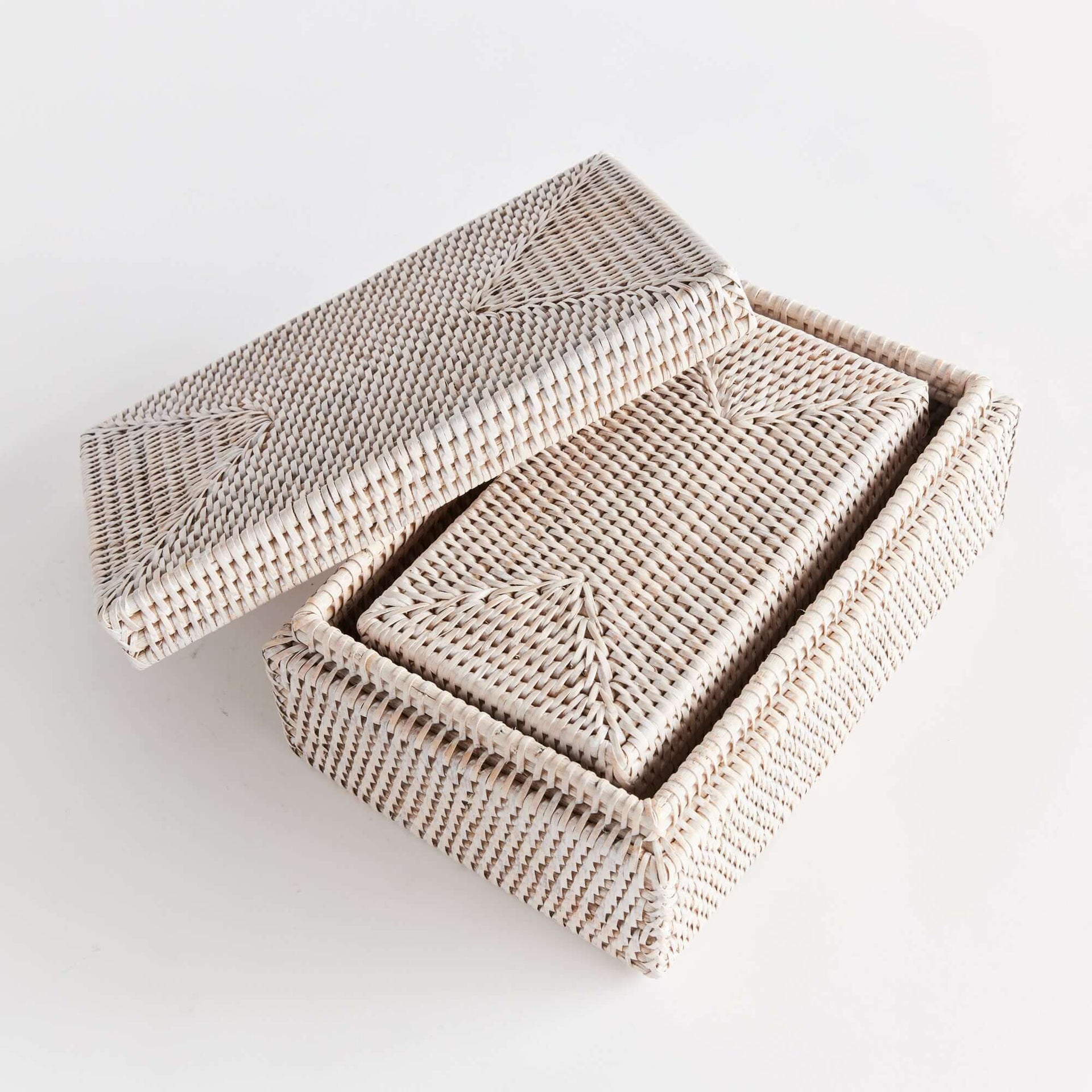 Coastal Style Rattan Letter Boxes with Lids (Set of 2)