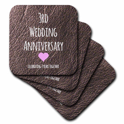Coasters - InspirationzStore Occasions - 3rd Wedding Leather Celebrating 3 Years Together Third Anniversaries Three Yrs