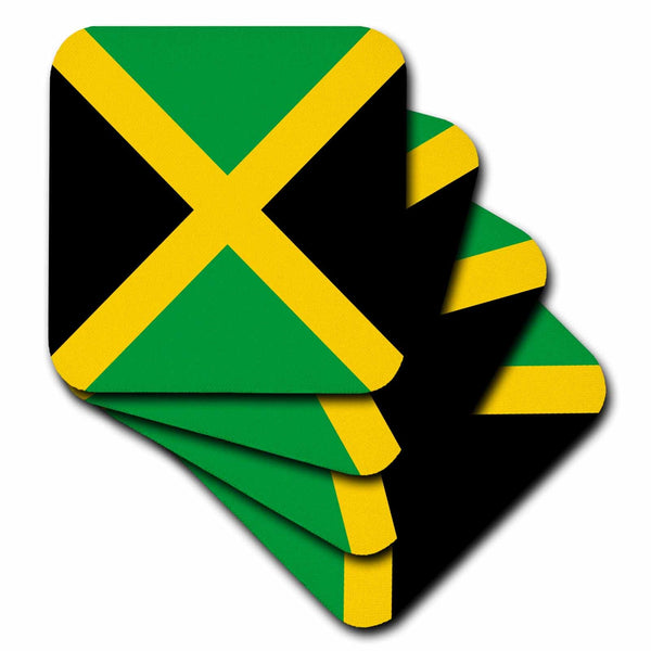 3dRose InspirationzStore Flags - Flag of Jamaica square - Caribbean Jamaican green black with yellow gold saltire cross - The Cross - Coasters (cst_158342)
