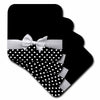 3dRose InspirationzStore Ribbon Designs - Cute fifties style black and white polka dot pattern with elegant sophisticated white ribbon bow - Coasters (cst_56662)