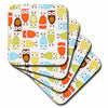 3dRose Florene Childrens Art II - Owl I Cute in Olive Green n Yellow Orange - Coasters (CST_60529)