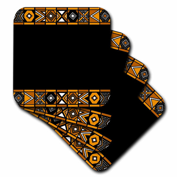 3dRose InspirationzStore African Patterns - Brown and Black African Pattern - Art of Africa Inspired by Zulu Beadwork Geometric Designs - Coasters (CST_76556)