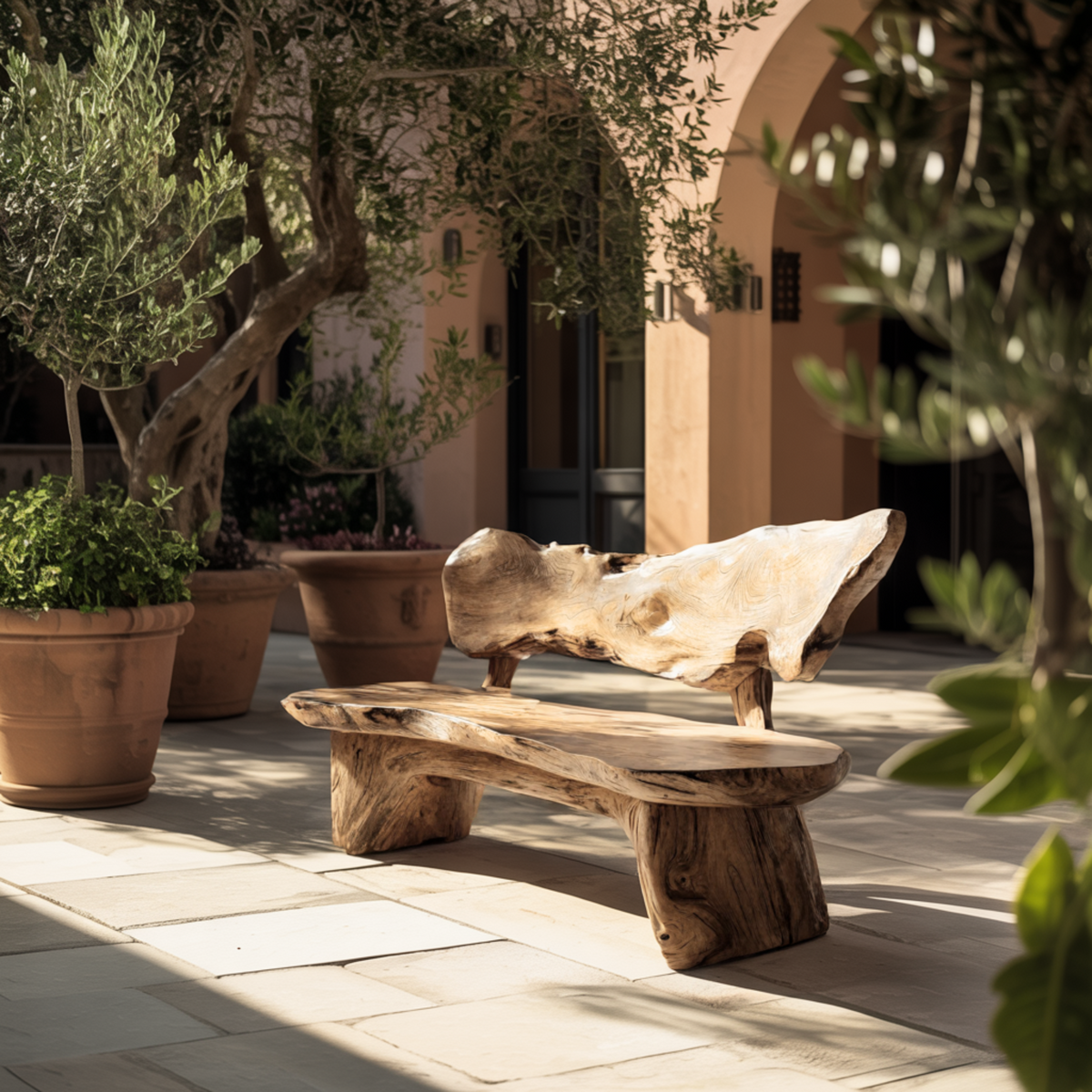 Coastline Drift Handcrafted Solid Wood Outdoor Bench
