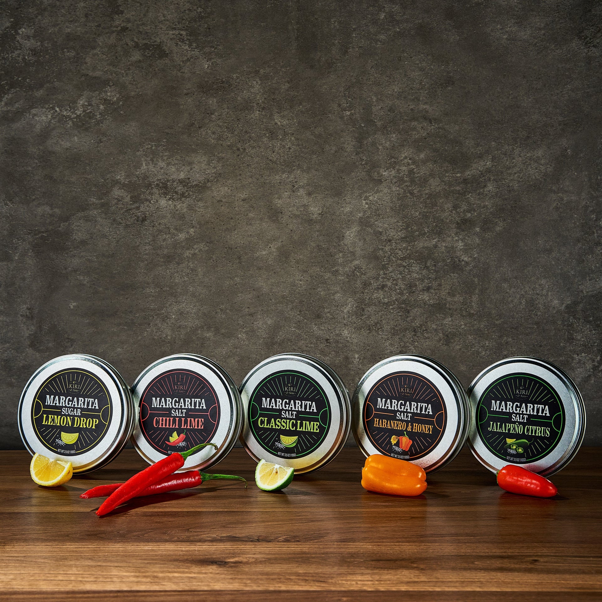 5-Pack Premium Margarita & Cocktail Flavored Salt Rimmer, Variety Set 3.5oz - Chili Lime, Lemon Drop Sugar, Lime, Habanero & Honey, Jalapeno Citrus - No Silicon Dioxide, Easy Screw-On Lid