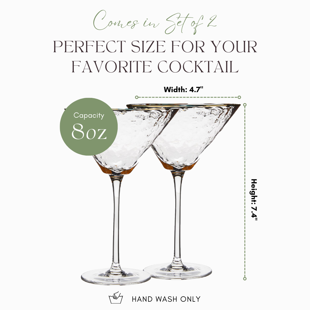 Clear Hammered Martini & Cocktail Glasses Sister.ly Drinkware