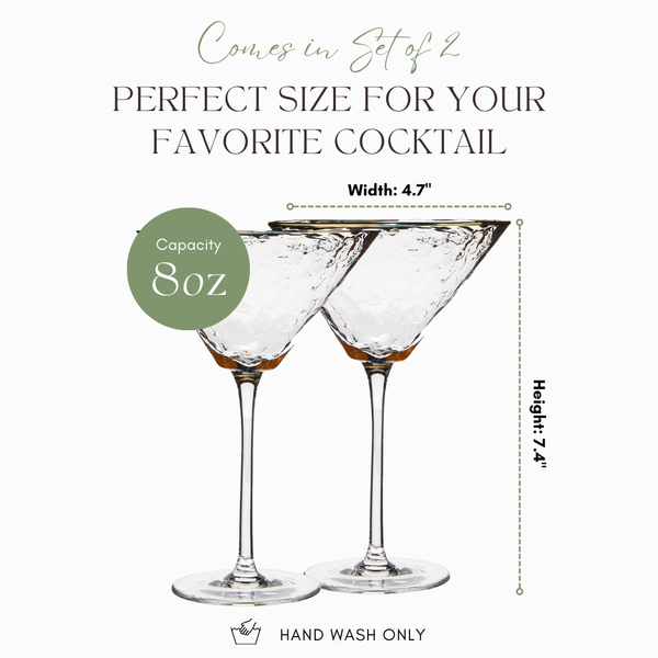 Clear Hammered Martini & Cocktail Glasses Sister.ly Drinkware