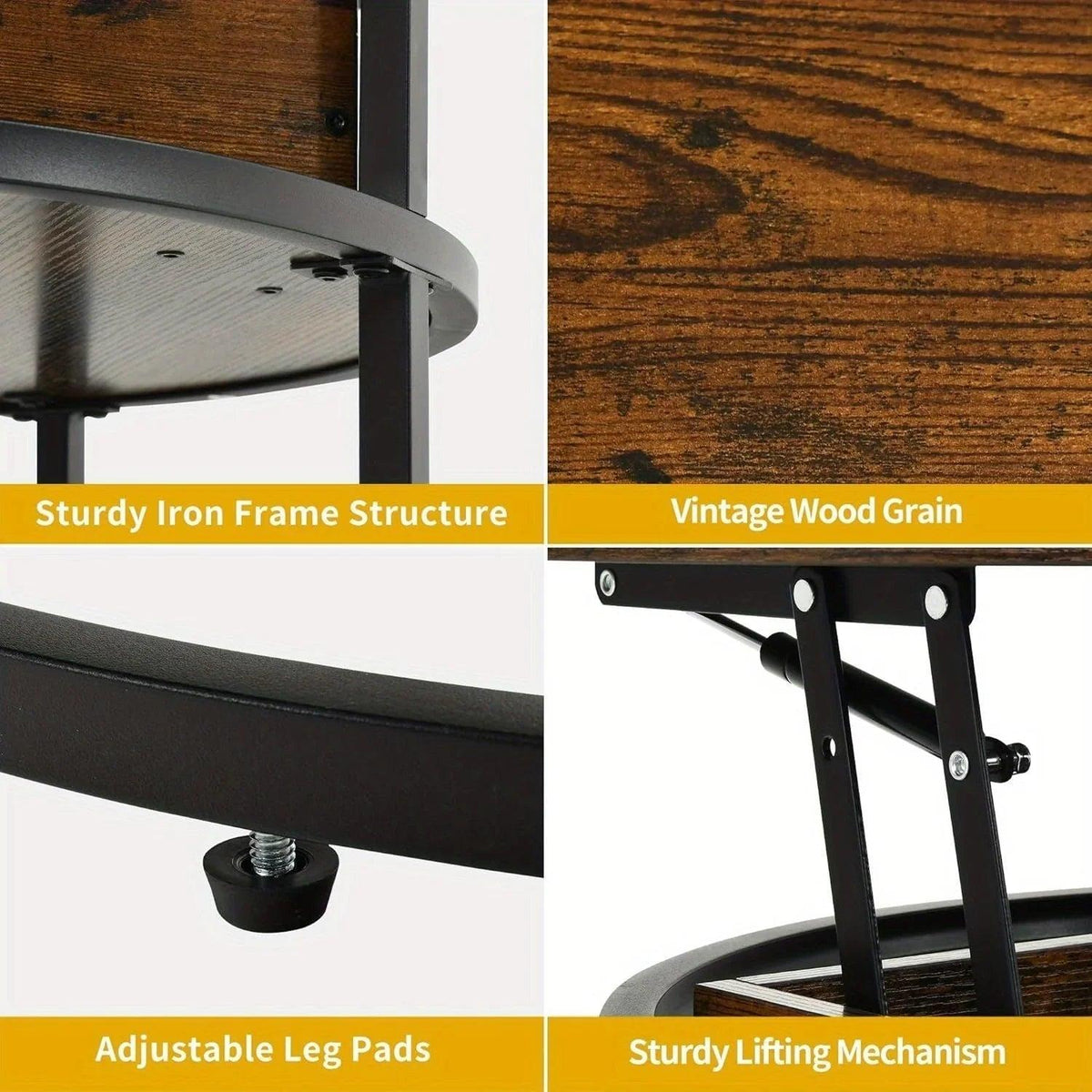 Coffee Table - Adjustable Black 60cm