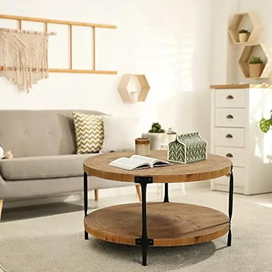 Coffee Table - Boho Wooden Round