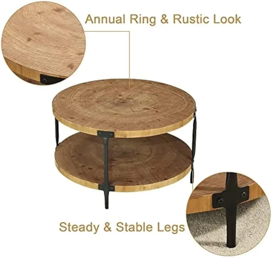 Coffee Table - Boho Wooden Round