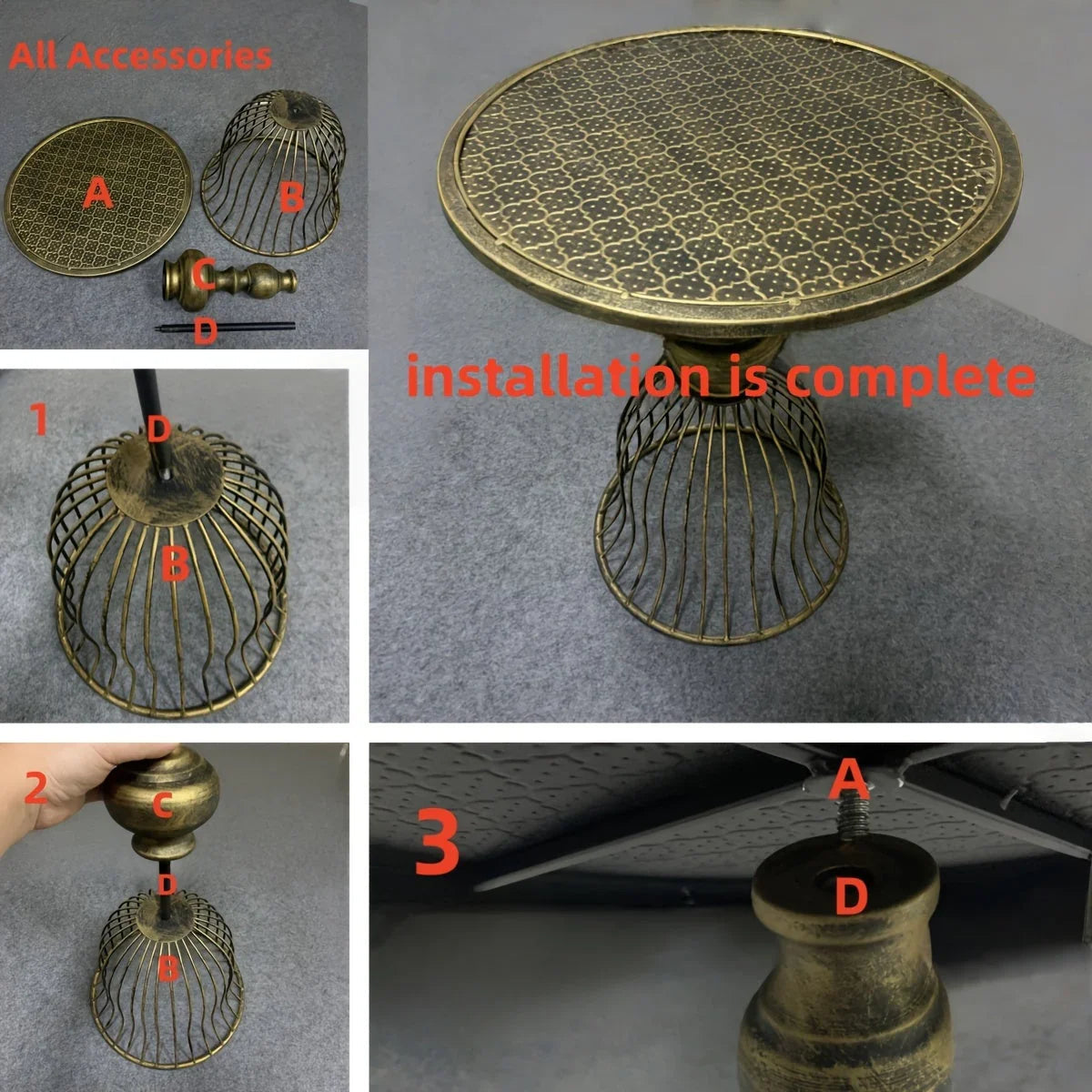 Coffee Table - Industrial Metal Antique Brass
