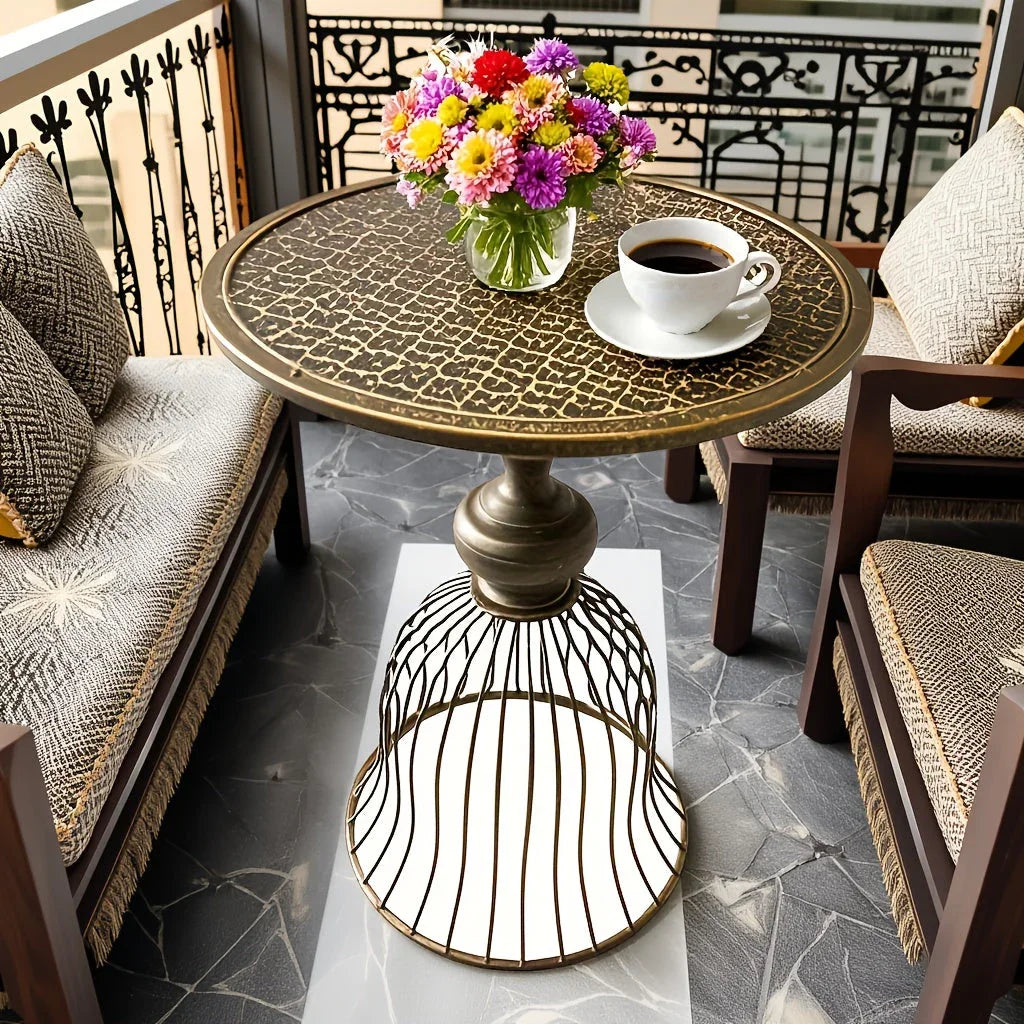 Coffee Table - Industrial Metal Antique Brass