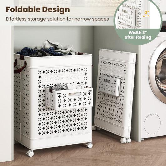 Collapsible Laundry Basket 20 Gallon Plastic Storage Bin-White
