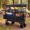 Collapsible Wagon with Removable Canopy and Adjustable Handles-Black