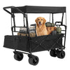 Collapsible Wagon with Removable Canopy and Adjustable Handles-Black - Black