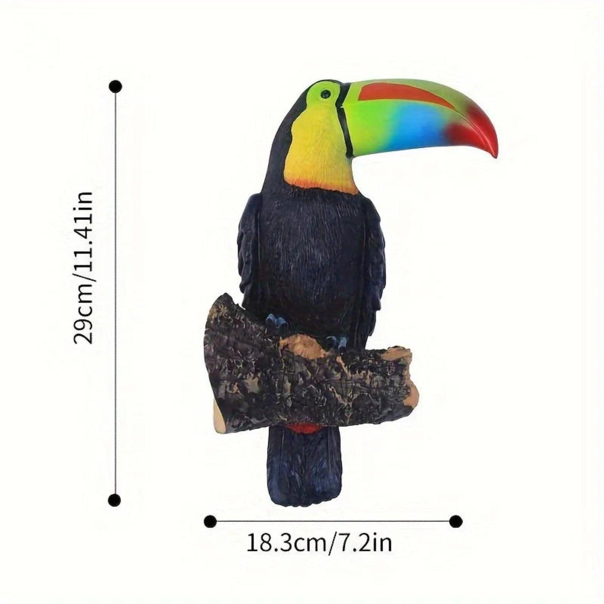 Colorful Ceramic Toucan Garden Statue Tropical Tree Decor