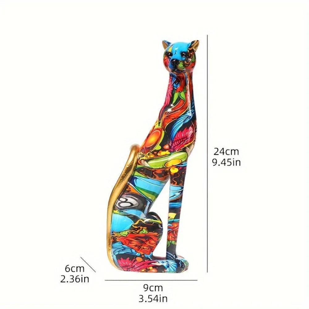 Colorful Cheetah Figurine Modern Artistic Table Decor