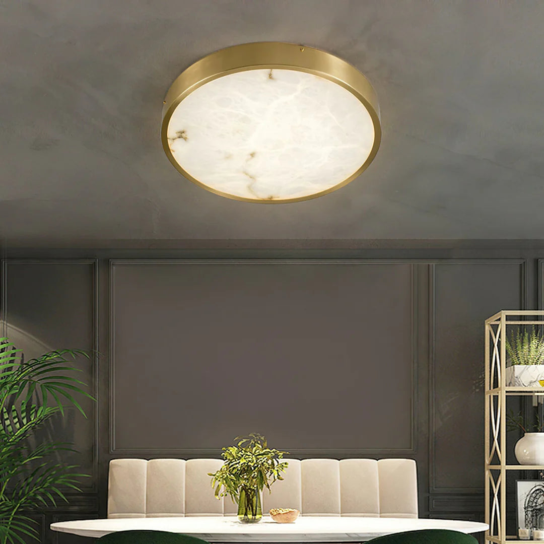 Column Alabaster Round Ceiling Lamp