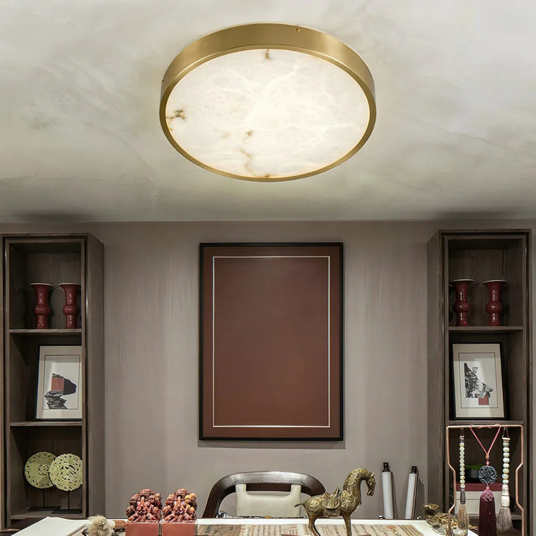 Column Alabaster Round Ceiling Lamp